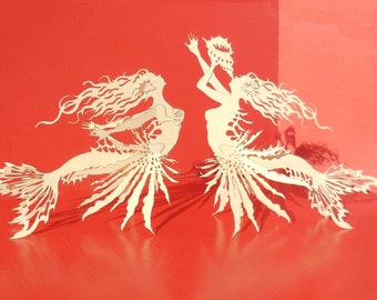 Zeemeermin Lionfish -3D-patroon voor het snijden van papier. PDF, SVG en andere