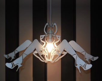 Lady Silhouette Pendant Lamp: Laser Cut Chandelier Template (Digital Download)