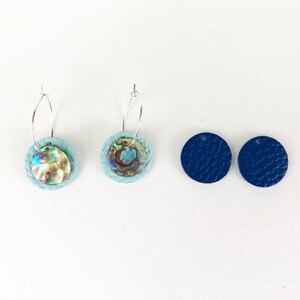 Interchangeable Hoops- Leather & Abalone