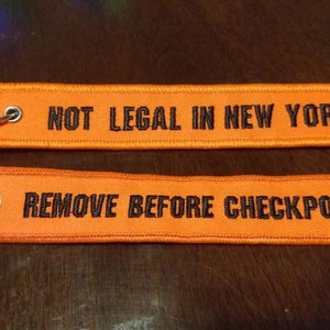 Not Legal in New York Keychain Jet Tag Double sided