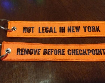 Not Legal in New York Keychain Jet Tag Double sided