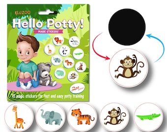 10 pegatinas mágicas-Pegatinas de entrenamiento para ir al baño-Pegatinas de animales-Pegatinas para ir al baño para niños-Pegatinas de recompensa para niños pequeños - Guardería -Pegatinas para bebés