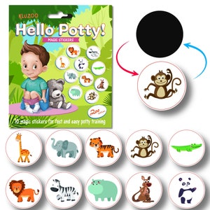 10 Magic Stickers-Potty Training Stickers-Animal Stickers-Potty Stickers for Kids-Reward Stickers for toddlers - Daycare -Baby Stickers