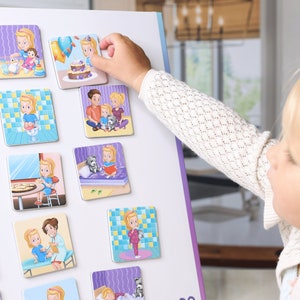 72 tarjetas magnéticas de actividades diarias - Horario visual para niños - Tabla de rutinas para niños pequeños - Rutina diaria Montessori - Agenda para niños - Tareas - Planificador para niños con TDAH