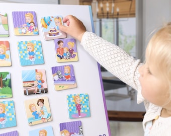 72 Cartes d’activité quotidienne magnétiques-Horaire visuel Enfants-Tableau de routine des tout-petits-Routine quotidienne Montessori-Agenda des enfants-Corvées-Planificateur TDAH enfants