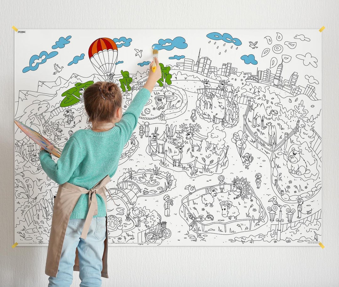 XXL Giant Coloring Poster With Animals - Indoor Activities for Kids ...