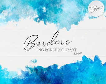 Watercolor Border, Abstract Borders Clipart, Watercolor Texture PNG, Transparent Backgrounds, Decorative Design Elements, Digital Download