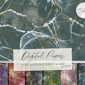 Marble Digital Paper Pack, Marble Texture, 14 JPG Files, Marble Clip Art, Scrapbooking Paper, Commercial Use, Digital File, Instant Download