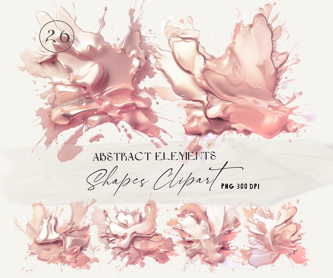 26 Rose Gold Acrylic Paint Splash Clipart Metal Texture Etsy