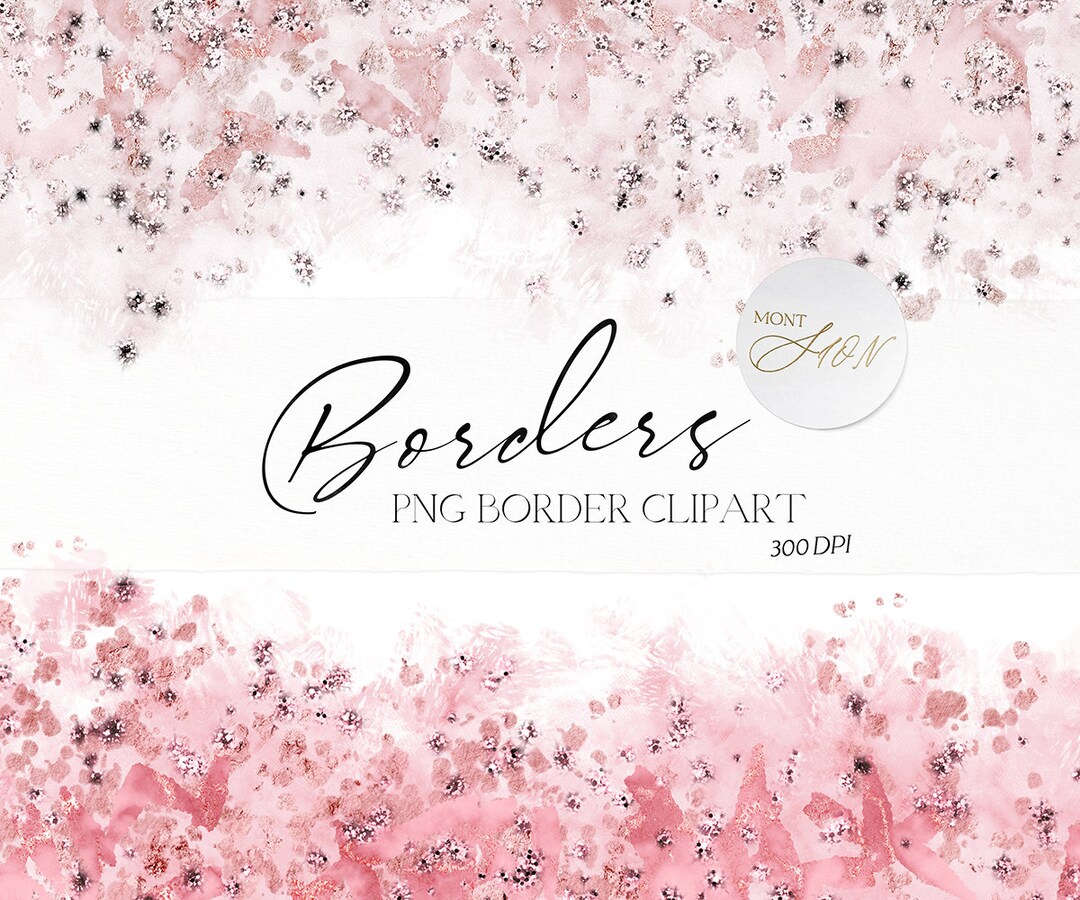 Bordes estéticos Clip Art Set, imágenes prediseñadas de borde rosa ...