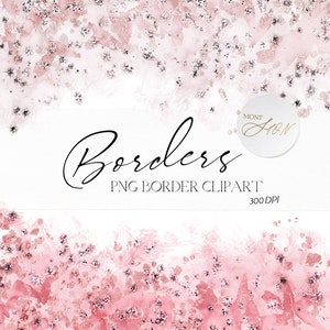 Aesthetic Borders Clip Art Set, Pink/Orange/Glitter Border Clipart, 8 PNG Files, Transparent Background, Pink Design Elements, Digital File