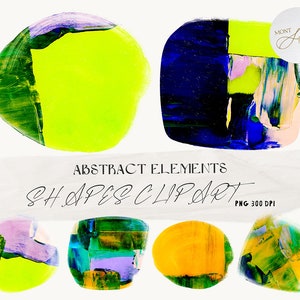 22 Abstract Shape Elements, Abstract Watercolor/Transparent Paint PNG Shapes, Watercolor Shapes Clip Art, Commercial Use, Digital Download