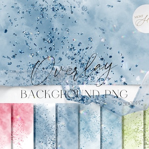 21 abstrakte Hintergründe PNG, Blau/Rot/Grün/Beige Rosa/Glitter Splatter Overlays, transparente Design-Elemente, Scrapbooking PNG, digitale Datei