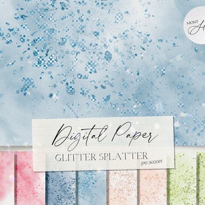 21 Glitzer Splatter Digitales Papier, Blau/Rot/Grün/Beige Rosa Hintergrund, Scrapbooking Papier, Splatter Clip Art, Kommerzielle Nutzung, Digitale Datei