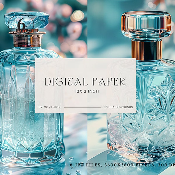 Glass Perfume Bottle Digital Papers, Aesthetic Images, Digital Print, Collage, Journaling, Scrapbooking, Commercial Use, Digital Assets