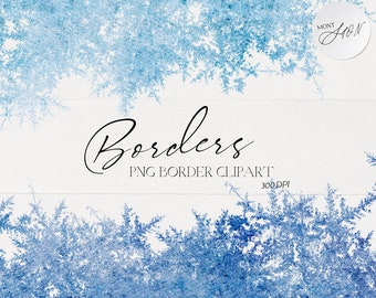 Frost Borders Clipart, Snowflake Border PNG, Transparent Backgrounds, Design Resources, Digital Craft, Junk Journaling, Commercial Use