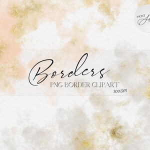 Aesthetic Borders Clip Art, Abstract Gold Glitter/Pastel Border, Transparent Background PNG, Decorative Design Elements, Digital Download