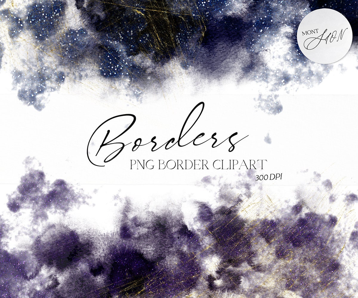 Aesthetic Borders Clip Art, Abstract Watercolor/Purple Burgundy Border, Transparent Background PNG, Decorative Design Elements, Digital File