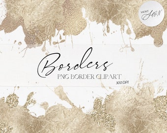 Abstract Foil Borders Clipart, Foil Texture PNG, Transparent Backgrounds, Decorative Design Elements, Digital Craft, Scrapbooking, Collage