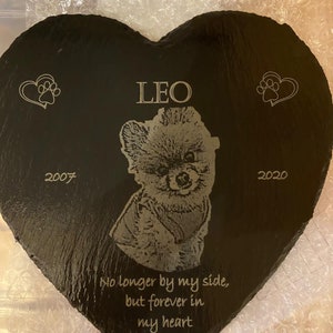 Laser engraved photo large heart slate