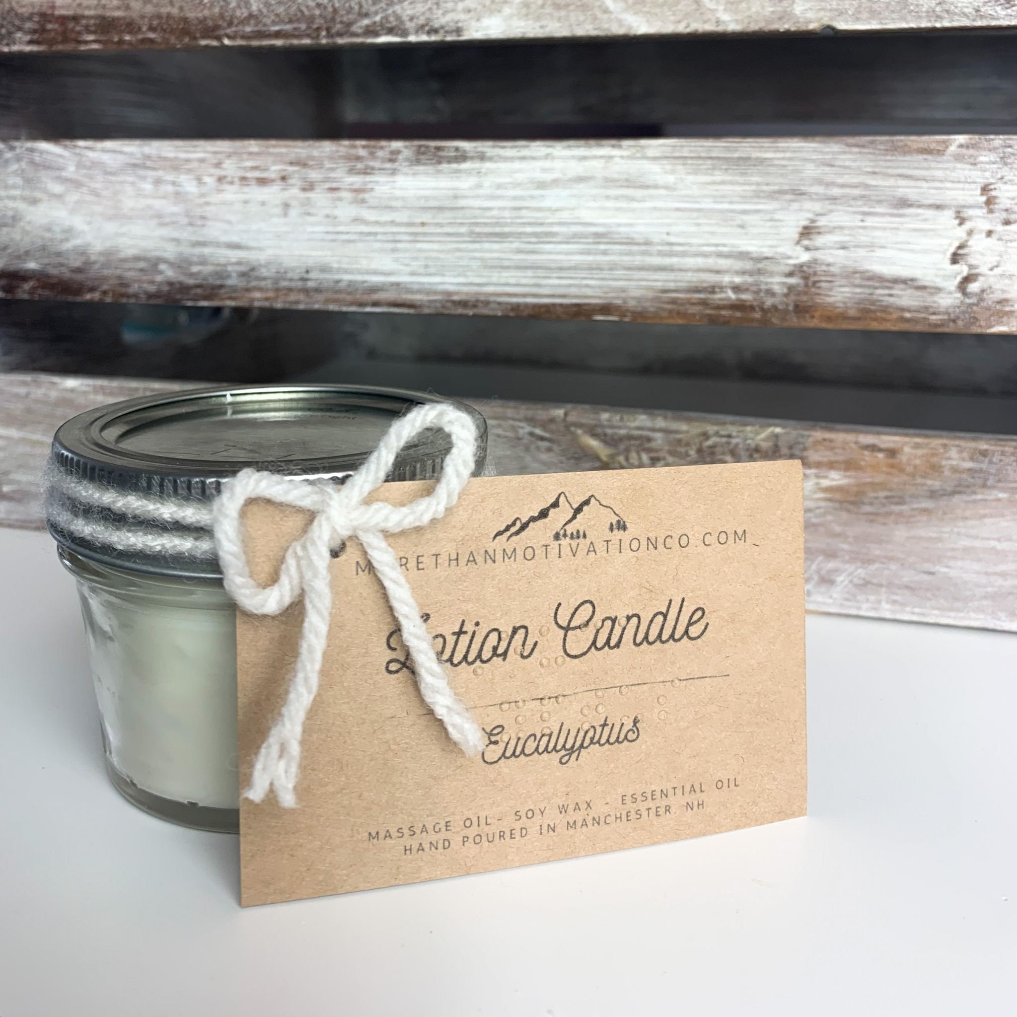 BRAILLE LABEL Hand Lotion Woodwick Candle, Made With Essential Oils, Soy Wax, Hand Poured, Mason