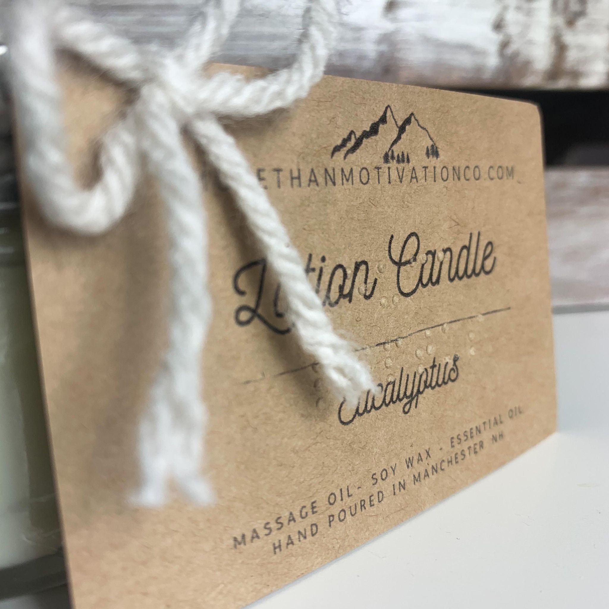 BRAILLE LABEL Hand Lotion Woodwick Candle, Made With Essential Oils, Soy Wax, Hand Poured, Mason