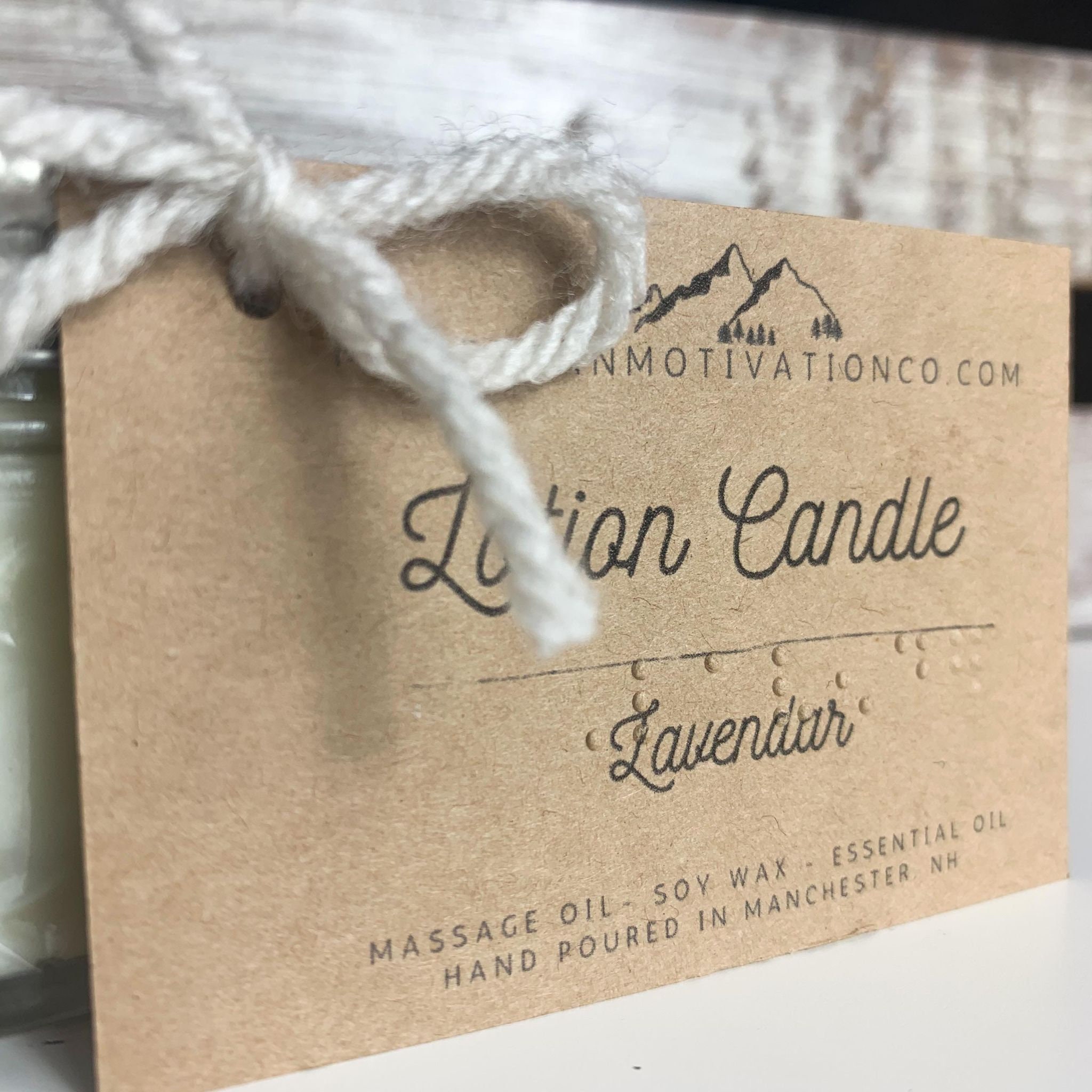 BRAILLE LABEL Hand Lotion Woodwick Candle, Made With Essential Oils, Soy Wax, Hand Poured, Mason