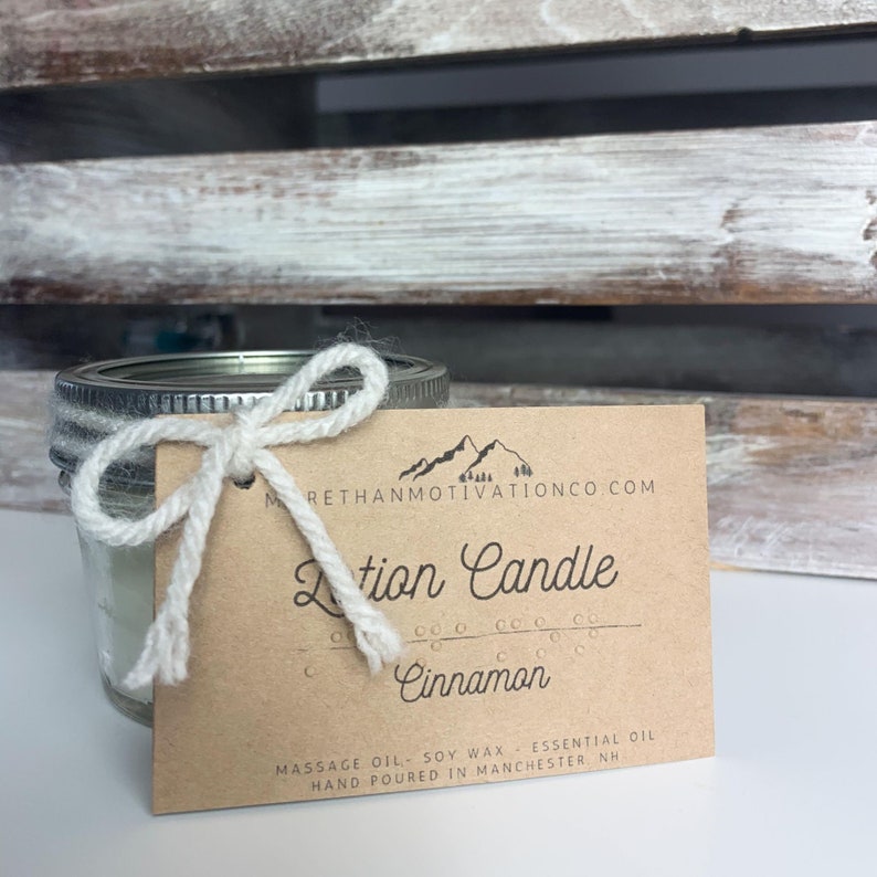 BRAILLE LABEL Hand Lotion Woodwick Candle, Made With Essential Oils, Soy Wax, Hand Poured, Mason