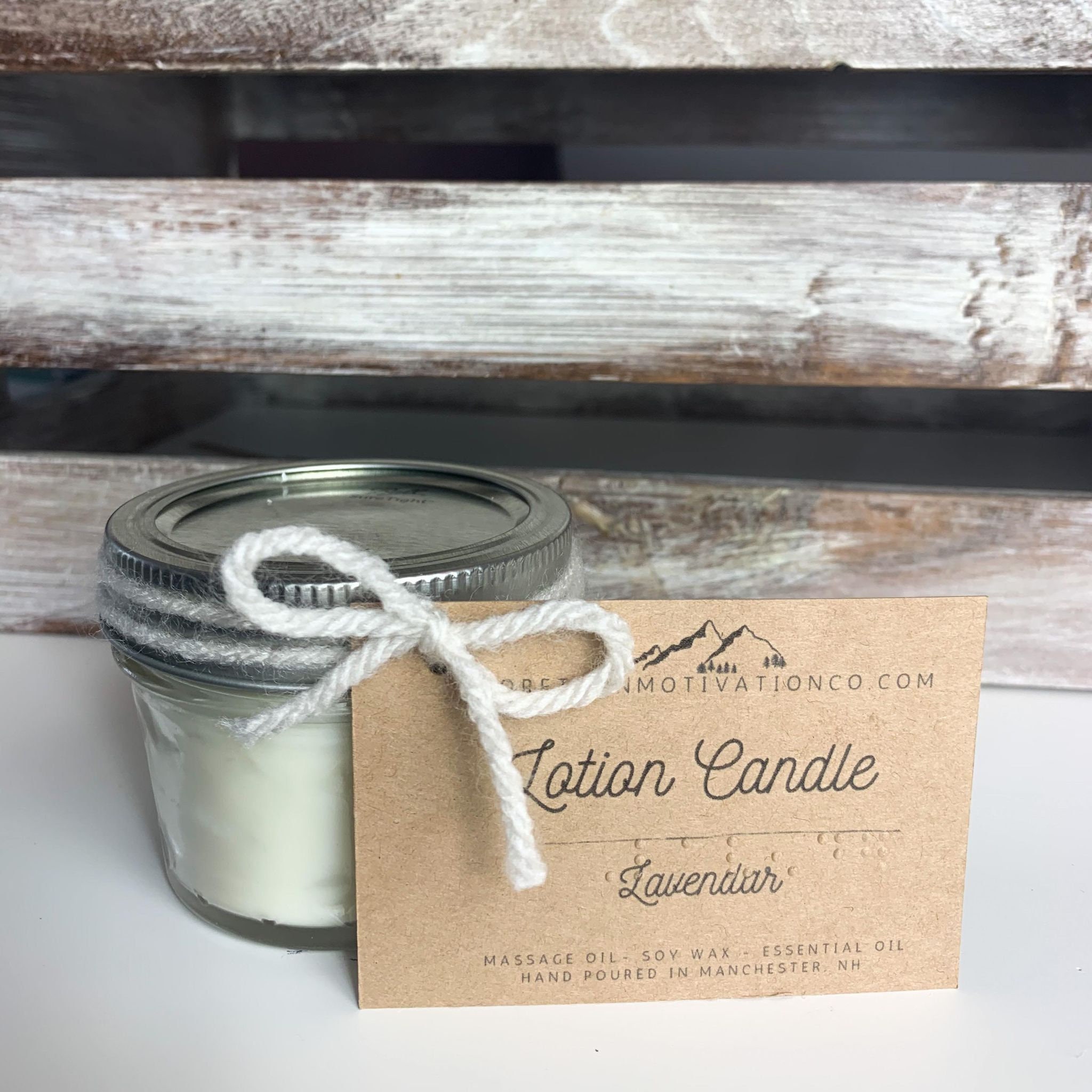 BRAILLE LABEL Hand Lotion Woodwick Candle, Made With Essential Oils, Soy Wax, Hand Poured, Mason