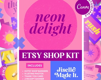 Etsy Shop Kit - Etsy Banner Templates - Etsy Store Listing Design - Etsy Branding Editable Bundle - Canva Template - Branding Kit