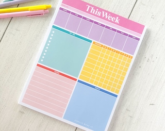 Weekly Planner Notepad, 8.5x11 Large Planner, Undated Weekly Schedule, To Do List, Habit Tracker, Goals, Notes, 50 Page