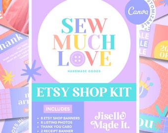 Etsy Shop Kit - Etsy Banner Templates - Etsy Store Listing Design - Etsy Branding Editable Bundle - Canva Template - Branding Kit