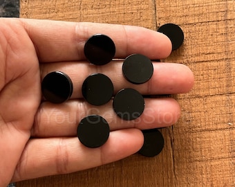 AAA Natural Black Onyx Coin Shape Gemstone Both Side Flat Cabochon Calibrated Size Loose Gemstone 8mm,  10mm, 11mm, 12mm, 14mm, 15mm, 20mm