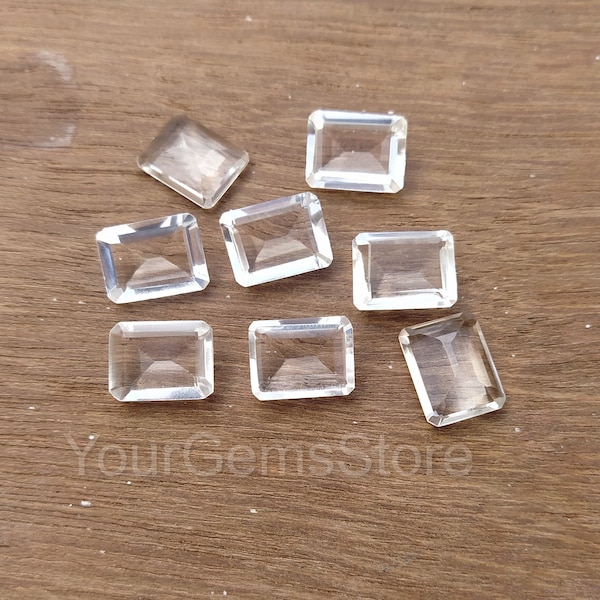 AAA Natural Clear Quartz Rectangle Faceted Cut, Clear Quartz Loose Gemstones, Available sizes 3x5 MM to 20x30 MM
