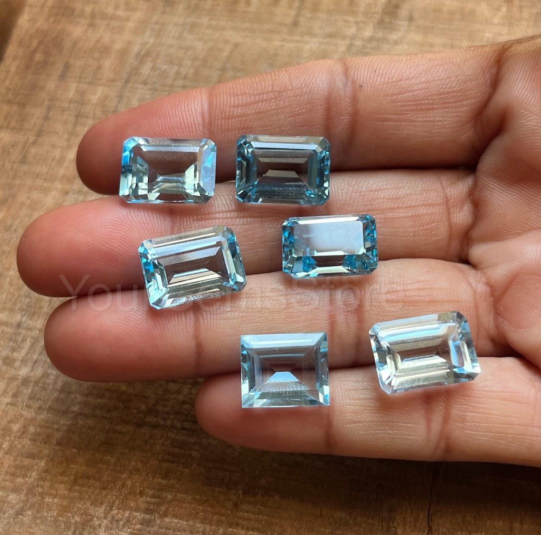 AAA Natural Sky Blue Topaz Rectangle Faceted Cut Gemstone Available ...
