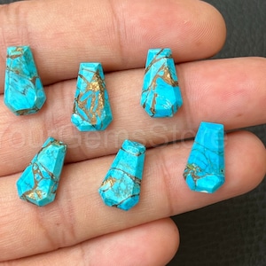 AAA Natural Blue Copper Turquoise Coffin Shape Gemstone, Coffin Shape Calibrated Cabochons Loose Gemstone Available size 10x7mm to 30x20mm