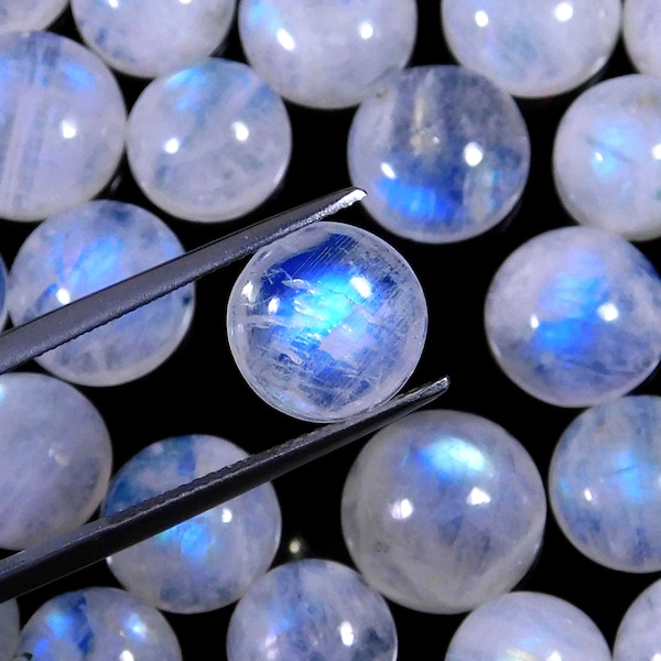4mm to 30mm AAA Natural Rainbow Moonstone Round Cabochon Calibrated Size Loose Gemstones 4,5,6,7,8,9,10,11,12,13,14,15,16,17,18,19,20,21,22