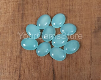 AAA Aqua Chalcedony Oval Shape Cabochon Calibrado Tamaño Piedras Preciosas Sueltas 4x6,5x7,6x8,7x9,8x10,9x11,10x14,12x16,13x18,18x25,20x30mm