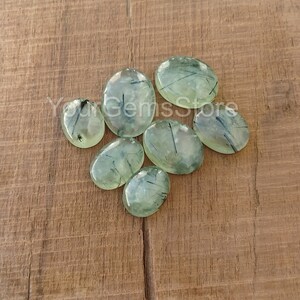 AAA Natural Rutilated Prehnite Oval Cabochon, Flat Back Cabochon, Calibrated Size Loose Gemstone, Size Available 4x6 MM to 20x30 MM image 6