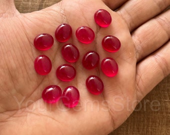 Cabochão de formato oval de quartzo rubi AAA tamanho calibrado pedras preciosas soltas 4x6,5x7,6x8,7x9,8x10,9x11,10x14,12x16,13x18,18x25,20x30mm
