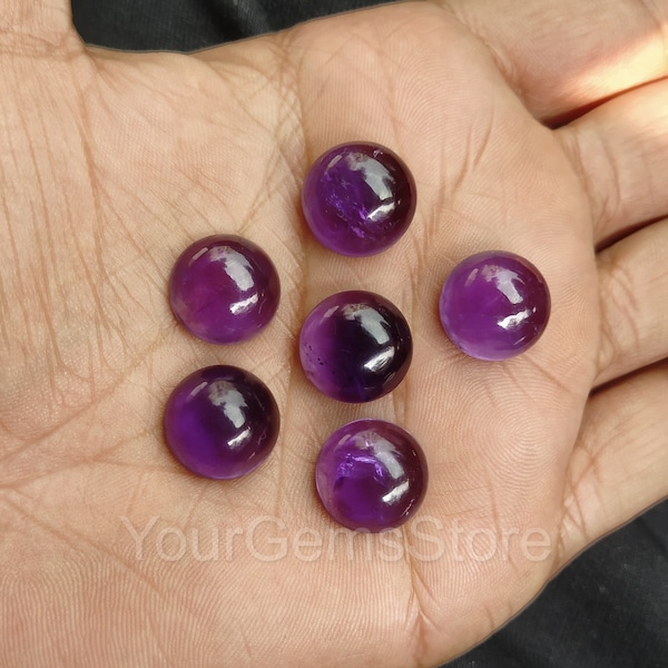 AAA Natural Amethyst Round Cabochon Calibrated Size Loose Gemstone 3,4,5,6,7,8,9,10,11,12,13,14,15,16,17,18,19,20,22,24,26,28,30 MM