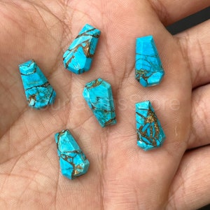 Natural Blue Copper Turquoise Shape Gemstone, Coffin Shape Calibrated Cabochons Loose Gemstone Available size 10x5mm to 27x15mm
