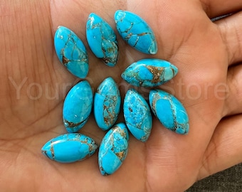 AAA Natural Blue Copper Turquoise Marquise shape Flat back Mohave Turquoise Calibrated Size Loose Cabochon Sizes Available 8x4 to 30x15 MM