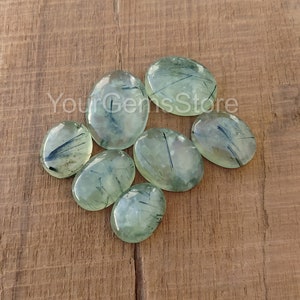 AAA Natural Rutilated Prehnite Oval Cabochon, Flat Back Cabochon, Calibrated Size Loose Gemstone, Size Available 4x6 MM to 20x30 MM image 4