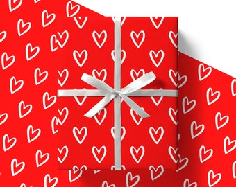 Eco Love Heart Valentines Day Wrapping Paper Sheets 84cm x 60cm - Eco Friendly Premium Anniversary Gift Wrap & Plastic Free Packaging