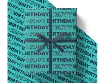 Eco Birthday Wrapping Paper Sheets for Men 84cm x 60cm - Environmentally Friendly Recyclable Premium Gift Wrap in Plastic Free Packaging