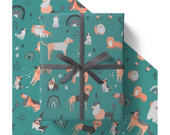 Eco Dog Wrapping Paper Sheets 84cm x 60cm - Environmentaly Friendly Recyclable Premium Gift Wrap in Plastic Free Packaging