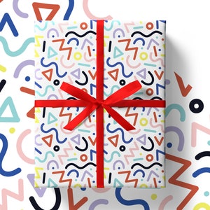 White Doodle Wrapping Paper Sheets 84cm x 60cm - Environmentally Friendly Recyclable Premium Birthday Gift Wrap in Plastic Free Packaging