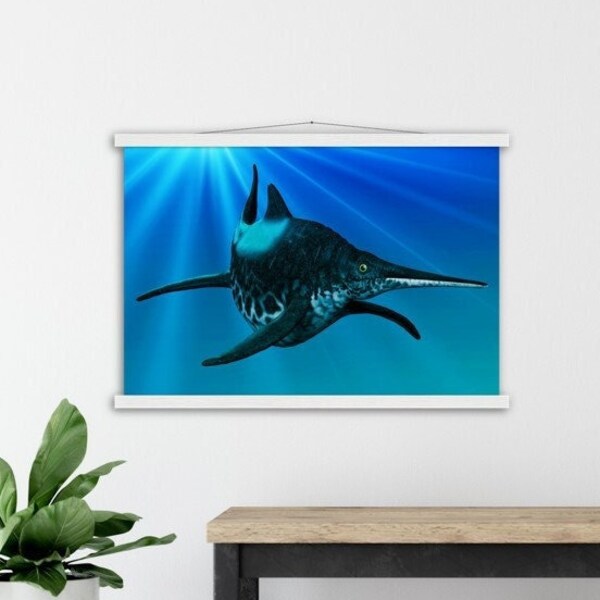 Shonisaurus Dinosaur Art Poster with Hanger by Paleo Dinosaurs Art - Semi-Glossy Paper Poster & Hanger various sizes up to 24"x32"