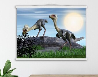 Phorusrhacos Dinosaur Art Poster with Hanger by Paleo Dinosaurs Art - Semi-Glossy Paper Poster & Hanger various sizes up to 24"x32"
